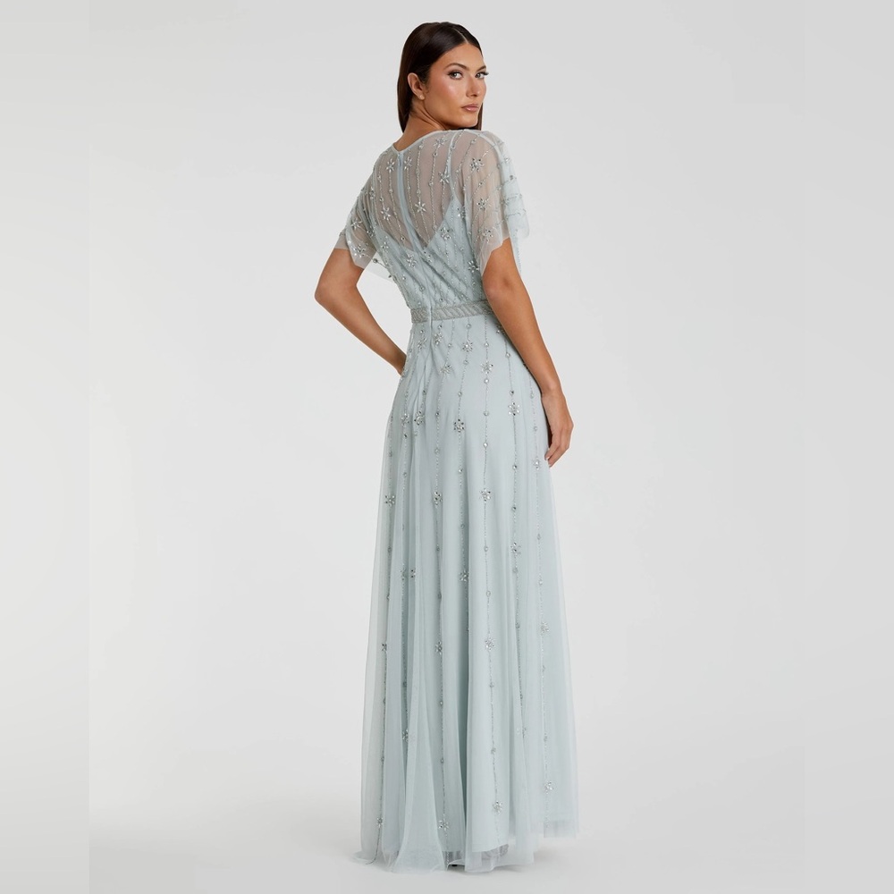 Mac Duggal Pale Blue Embellished Tulle Maxi Dress - Picture 3 of 3